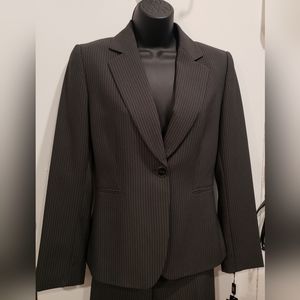 Tahari Dark Grey Striped Suit - 4 Petit- Pants+Jacket